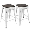 Lumisource Oregon Stackable Counter Stool in Vintage White and Espresso, PK 2 CS-OR VW+E2
